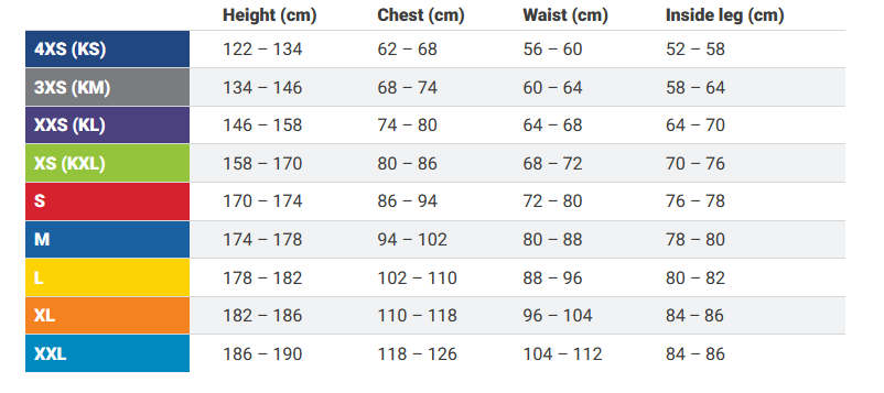 2024 PALM MENS LONG JOHNS Mens Size Chart